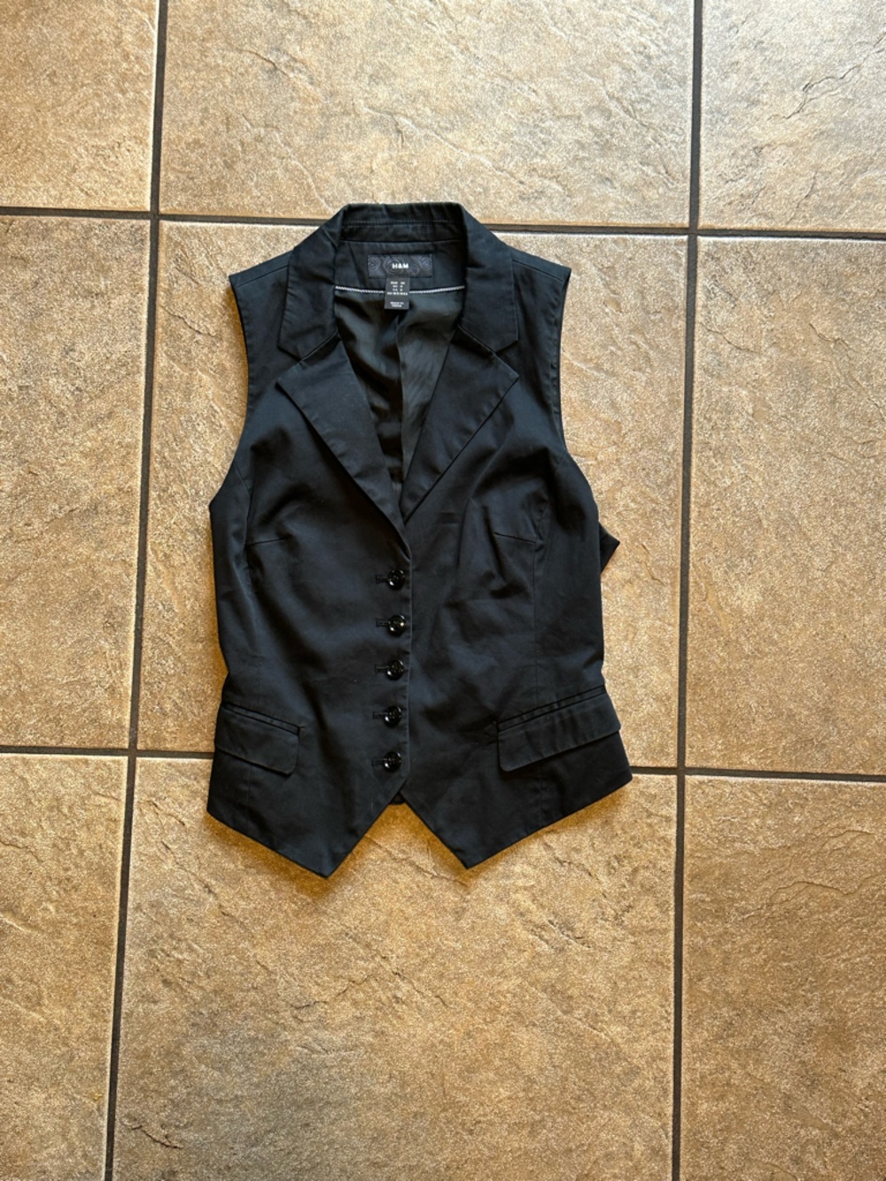 H&M Black Tailored Vest with Notch Lapel